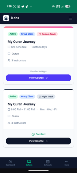 iLab on mobile — Cohorts