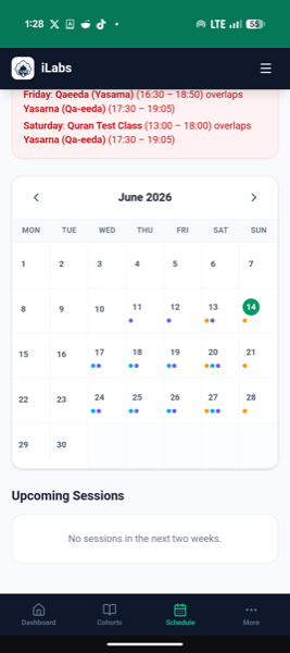 iLab on mobile — Calendar
